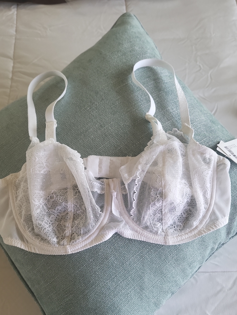 NWT Passionata White Lace Underwire Bra with Sheer Cups